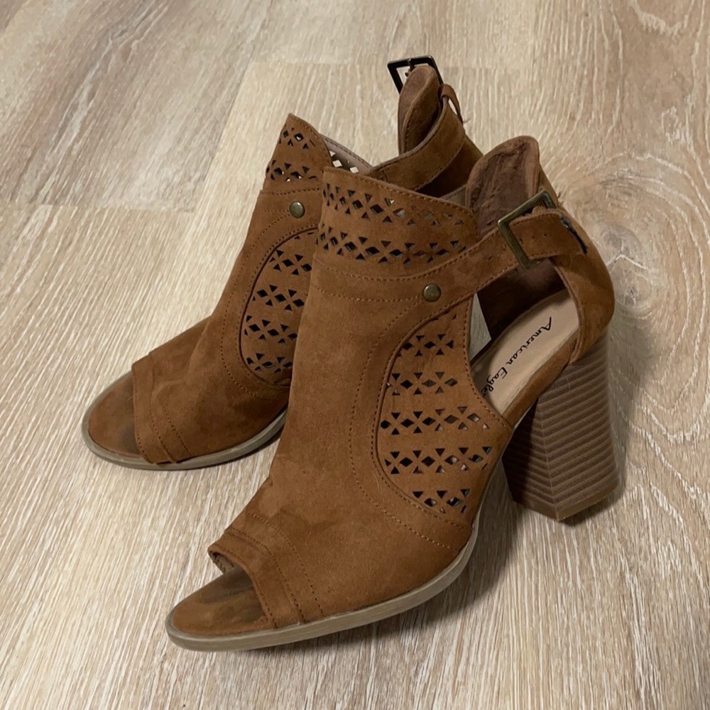 Brown Open Toe Booties